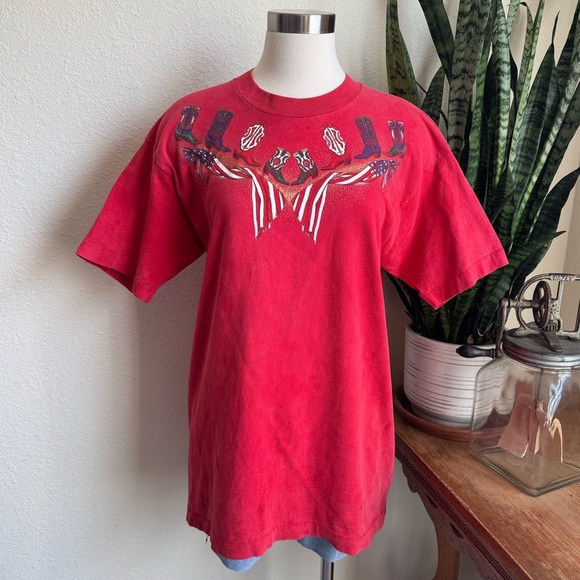 Single Stitch Cowboy Boot Graphic Tee USA Made Fruit of Loom see description‎ - Picture 1 of 10